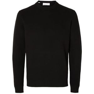 SELETED HOMME Heren Slhdane Ls Knit Structure Crew Neck Noos gebreide trui, zwart, L