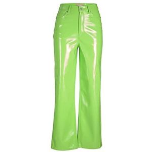 JACK & JONES Jjxx Jxkenya Hw Straight Faux Leat Pants Noos broek voor dames, Green Flash/Detail: glanzend - lang, XS