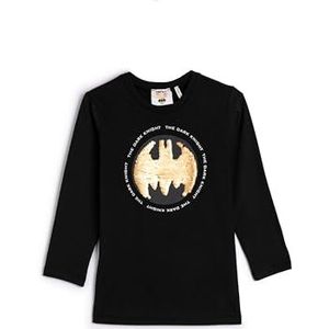 Koton Boys Batman T-Shirt Licenced Flip-Sequined Long Sleeve Crew Neck Cotton, zwart (999), 6-7 Jaar