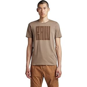 G-STAR RAW Heren Typograhy RAW Slim T-Shirt, Beige/Kaki (dk Lever 336-B416), S