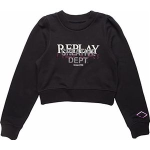 Replay Sweatshirt voor meisjes van katoenmix, 098 Black, 12 Jaren