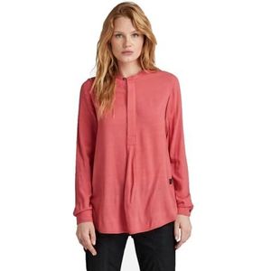 G-STAR RAW Half Placket Top Lange Mouw, Roze (Finch D24441-d523-5789), S