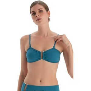 Dagi Petrol Blue Fashion Gebreide Niet-Bedrade Strapless Verwijderbare Padding Verwijderbare Riem Strapless, Petrol Blauw, 36, petrol, 36