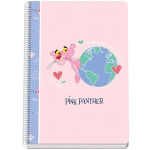 DOHE - Geruit notitieboek, folieformaat (21,5 x 31 cm), spiraalbinding, 80 vellen met 90 g/m², geruit, 4 mm, vaste omslag, Pink Panther EcoPink, schoolmateriaal - roze