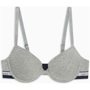 Emporio Armani Stretch Katoen Logoband Push Up BH, lichtgrijs Melange, 75B