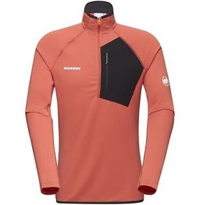 Mammut Polartec Power Grid Herenshirt, halve rits, XXL, oranje, functioneel shirt, bovendeel voor sporters, maat XXL, Brick-black, XXL