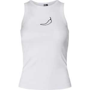 PIECES - PCMAY - Top - Wit - Ribgebreid - Katoen met Elastaan