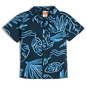 Koton Babyboy shirt met korte mouwen, zakdetails, bloemenprint, katoen, Navy Design (7d0), 9-12 Maanden