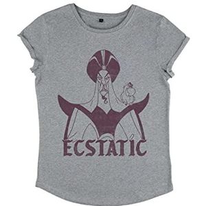 Disney Dames Aladdin-Ecstatic Jafar Organic Rold Sleeve T-Shirt, Melange Grey, M, grijs (melange grey), M