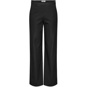ONLY - ONLSMOOTH - Broek - Zwart - Imitatieleder - Loosefit - High Waist