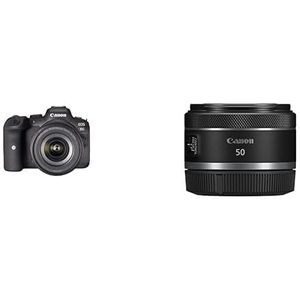 Canon EOS R6 Systeemcamera, Behuizing Met Lens RF 24-105 mm F4-7.1 IS STM, Spiegelloos, 7,5 cm Vari-Angle LCD II, Zwart & Canon RF 50 mm Lens met F1.8 STM voor EOS R (43 mm filterdraad), zwart
