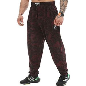 BIG SAM SPORTSWEAR COMPANY Oldschool baggy joggingbroek voor heren, met zakken, losse pasvorm, zwart/rood, 3XL