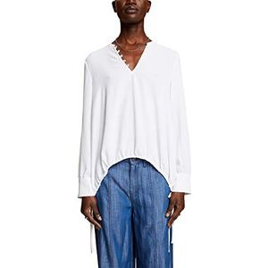 ESPRIT Crêpe blouse met knopen, wit, XL