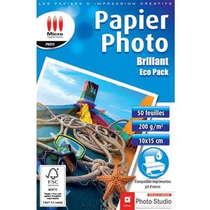 Micro Application - Glanzend fotopapier - Formaat 10x15 - Gewicht 200 g/m² - 50 vellen - Voordeelverpakking - FSC-gecertificeerd papier - Geen plastic verpakking