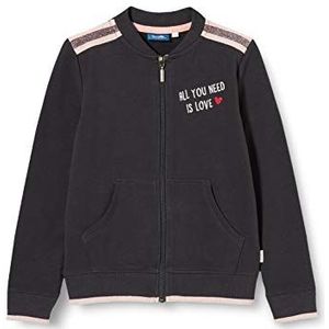 Sanetta Seal Grey Sweatjack voor meisjes, met stijlvol borduurwerk op de borst, grijs, 104 cm