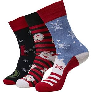 Urban Classics Kerstsokken voor mannen en vrouwen met kerstmotieven, multipack, Santa Ho Christmas Socks 3-pack, meerkleurig, maten 35-50, multicolor, 39/42 EU