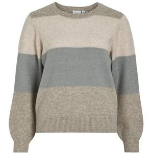 Viellie New O-Neck L/S Stripe Knit Top/R, Natural Melange, S