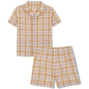 Gocco Pyjama met korte mouwen, geruit, lichtgeel, regular voor kinderen, Lichtgeel, Regular