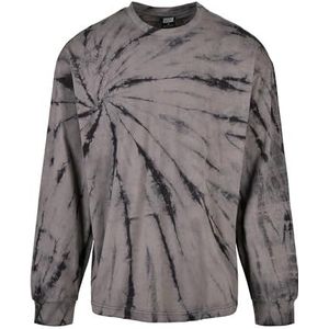 Urban Classics Boxy Tye Dye Ls T-shirt voor heren, zwart/asfalt., 3XL