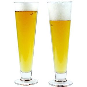 2 x onbreekbaar bierglas ca. 390 ml, cocktailglas, longdrinkglas, glazen set van hoogwaardig kunststof (polycarbonaat), edele glazen voor camping, feestjes (zoals echt glas)