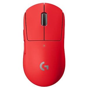 Logitech G PRO X SUPERLIGHT Draadloze Gaming-Muis, Lichtgewicht 63g, HERO 25K Sensor, 25.600 DPI, 5 Programmeerbare Knoppen, Lange Batterijduur, On-Board Geheugen, voor Esports, PC/Mac - Rood