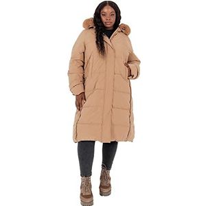 Lovedrobe Dames plus size winterjas voor dames jas curve bruin maat 18, Nerts, 44