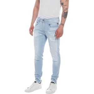 Replay Heren Bronny Aged Jeans Wortel, Superlight Blue 011, 33W / 32L