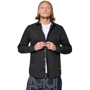 Kaporal, Herenhemd, Fitted, lange mouwen, overhemdkraag, model Kuraj, kleur zwart, maat M, Zwart, M