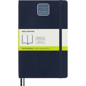 Moleskine - Classic Notebook Expanded, Plain Notebook, Soft Cover and Elastic Closure, Size Large 13 x 21 cm, Colour Sapphire Blue, 400 Pages