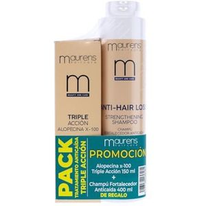 Maurens, Drievoudige anti-valverpakking Alopecin X-100 stimuleert de haargroei, vertraagt de haaruitval en versterkt het, cadeau, versterkende shampoo, anti-val, 150 ml, fles 400 ml.