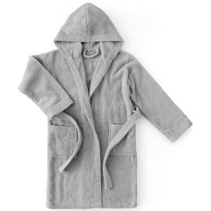 Top Towel Comfortabele badjas voor meisjes, badjas voor kinderen, 100% katoen, badstof, 450 g, van 6 tot 8 jaar, zilver