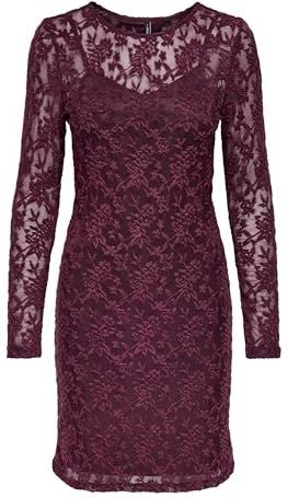 Only - Mini-jurk - Mauve wine - Lange Mouwen - Ronde Hals - 100% Polyester
