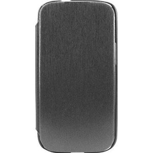 Made In France ETUIFOLIOSMGS3MFALU Flip Case Geweven Lederen Galaxy S3 I9300 Geborsteld Aluminium Look Zilver