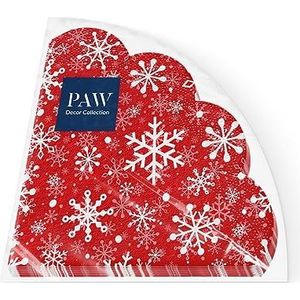 PAW - Papieren Servetten (32 cm Diameter) | 12 Stuks | Gedrukt met Inkt op Waterbasis | Creëer de Kerstsfeer | Voor een Vrolijke Kerst en Winter Wonderland Kerstfeest | Kleur: Christmas Snowflake