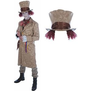 Fun Shack Mad Hatter kostuum voor heren, gekke hoedenmaker kostuum heren, de hoedenmaker kostuum heren, hoedenmaker kostuum mannen, carnavalskostuum heren - XL