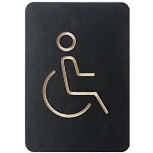 EUROPEL Pictogram rolstoelbord, deurbord, zwart houten bewegwijzering voor muur, 10,5x15x0,80 cm,
