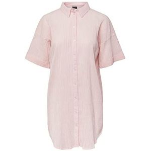 PIECES Dames Pcterra Ss Long Shirt Bc Blouse, Begonia Pink, M
