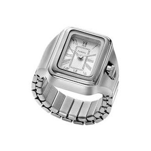 Fossil Raquel horloge ring voor dames, Quartz uurwerk met roestvrij stalen band, Zilvertint