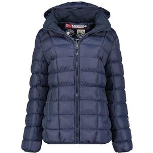 Geographical Norway Babette Lady Shorts Parka Lange Dikke Warme Dames Herfst Winter - Dunne jas met capuchon met imitatiebont - Winddichte jas - Elegante donsjack voor dames (Navy XL), Marineblauw, XL