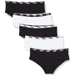 PUMA Hipster Panties voor dames, verpakking van 5 stuks, zwart/wit, XL