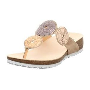 Think! dames JULIA chromfrei gegerbte nachhaltige Pantolette, LINEN/KOMBI 4010