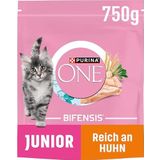 Purina ONE Purina One Nestlé PURINA ONE BIFENSIS Junior 1-12 kattenvoer, kitten, droog, rijk aan kip, verpakking van 6 stuks (6 x 750 g)