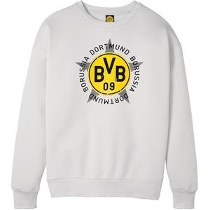 Borussia Dortmund BVB Retro Sweatshirt Grijs: Grijs Sweatshirt in jaren 90 Design - Oversized Fit, Groot BVB-embleem met ster Gr. XXL, grijs, XXL