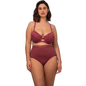 Ulla Popken Womenswear Plus Size Curvy Lace Onderdraad Zachte Cup Frontsluiting BH 807463, Carmine Rood, 95D