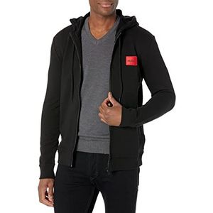 HUGO Boss Men's Regular Fit Square Logo Jersey Hooded Zip Up Sweatshirt, raven black, XXL