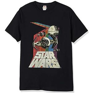 Officieel gelicentieerd product heren Star Wars Retro Tie Fighter Death Star regenboog T-shirt zwart, Zwart, Petit - Poitrine 34-36in