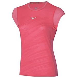 Mizuno Aero Dames T-shirt, Coral Sunkissed, L, Sunkissed Coral, L
