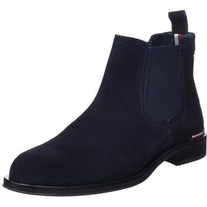 Tommy Hilfiger Heren Core RWB Hilfiger Suede Chelsea (Fm0fm04757 enkellaarzen, Blauwe Woestijnhemel, 44 EU