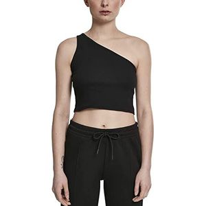 Urban Classics Dames Top Dames Cropped Asymmetric Sport Tank Top, Vrouwen Top, Korte pasvorm, Maten XS - 5XL, zwart (Black 00007), XS