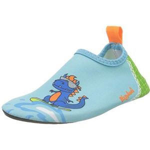 Playshoes Unisex Kid's Barefoot Schoenen Zapatillas para correr, Blauw Groene Dinosaur, 9 UK Child